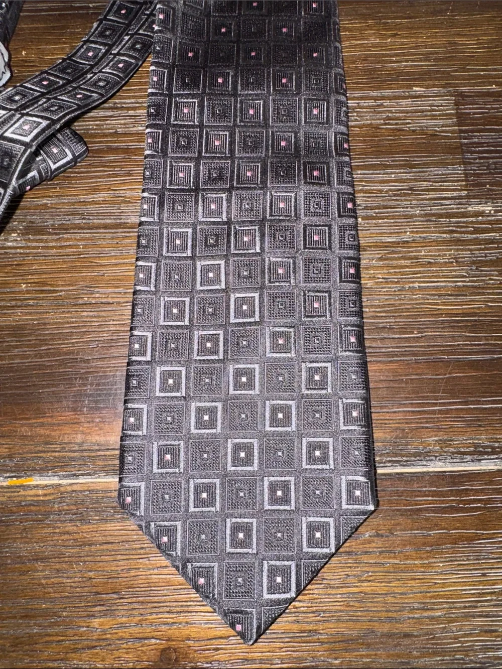 Dolce & Gabbana Black / Grey Geometric Square Silk Tie